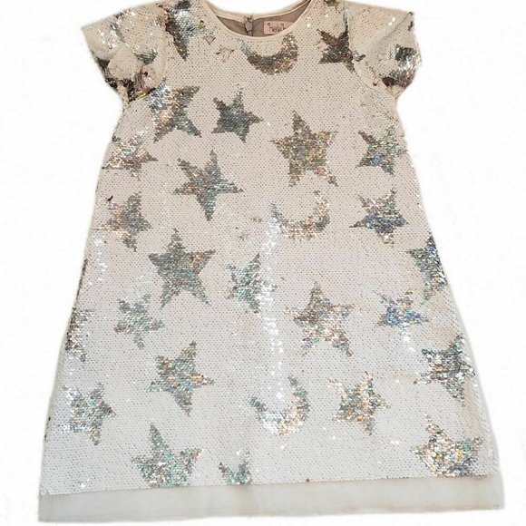 NEW Halabaloo Reversible  Sequin Stars Dress Girls Holiday 8 10 12 - Picture 3 of 3